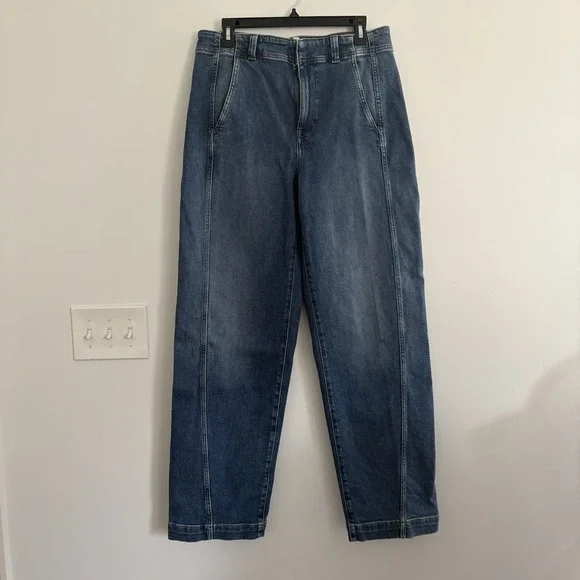 MADEWELL Tapered Orta Denim Trousers Size 29 High Waisted Barrel StyleStructured - Picture 2 of 9